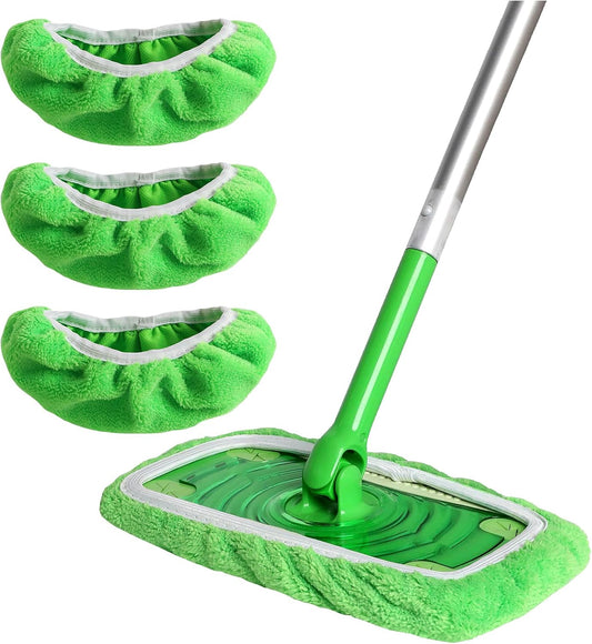 ZHAYAO Reusable 100% Chenille Mop Pads Compatible with Swiffer Sweeper Mop, Wet and Dry Flat mop Cover, 3 Pack Washable Mop Pads for Surface/Hardwood Floor Cleaning (Mop is Not Included)