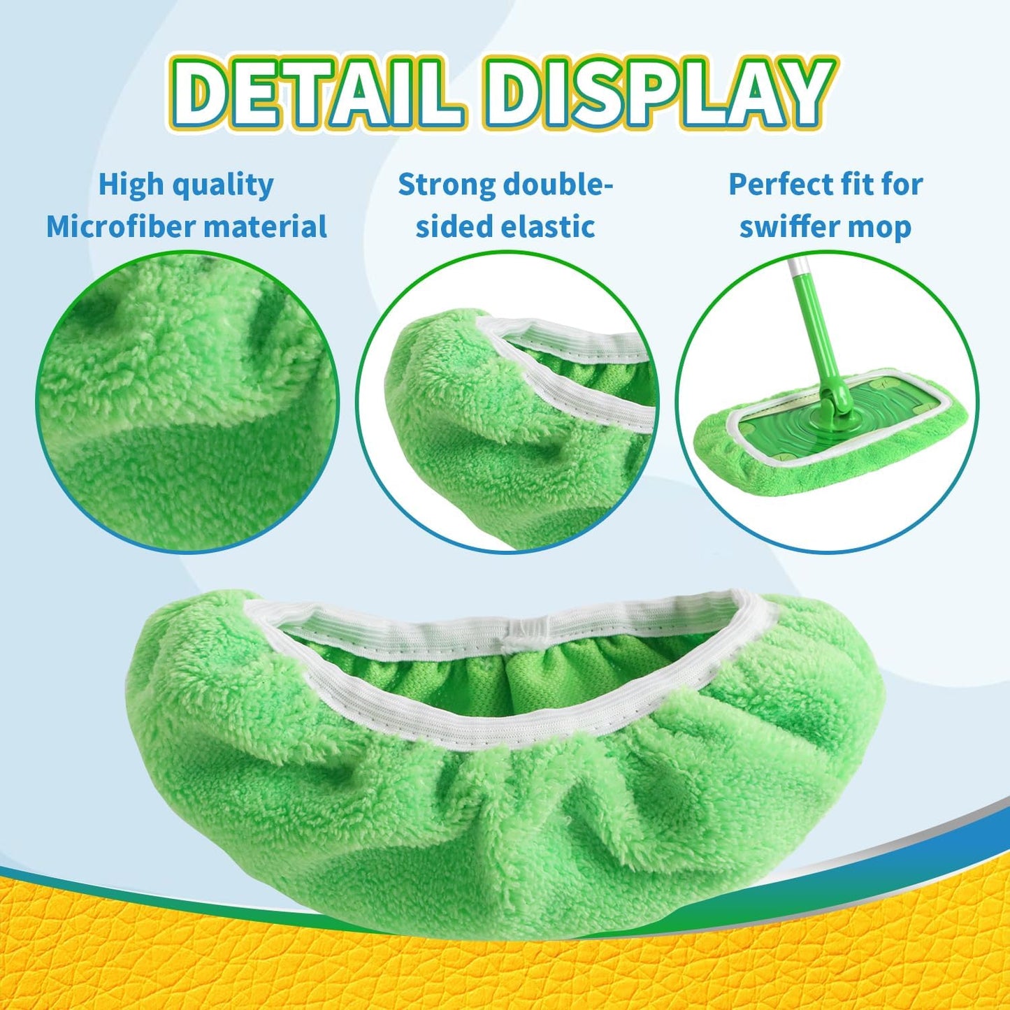 ZHAYAO 5 Pack Reusable 100% Chenille Mop Pads Compatible with Swiffer Sweeper Mop, Wet and Dry Flat Swiffer mop Cover, 5 Pack Washable Swiffer Pads for Surface/Hardwood Floor Cleaning (Mop is Not Included)