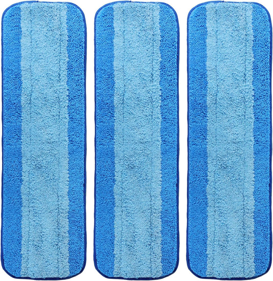 ZHAYAO Microfiber Cleaning Pads for Bona Mop, Reusable Microfiber Mop Pads, 3 Pack Washable Mop Pads, No Residue, Super-Absorbent, 18 Inch Mop Pads