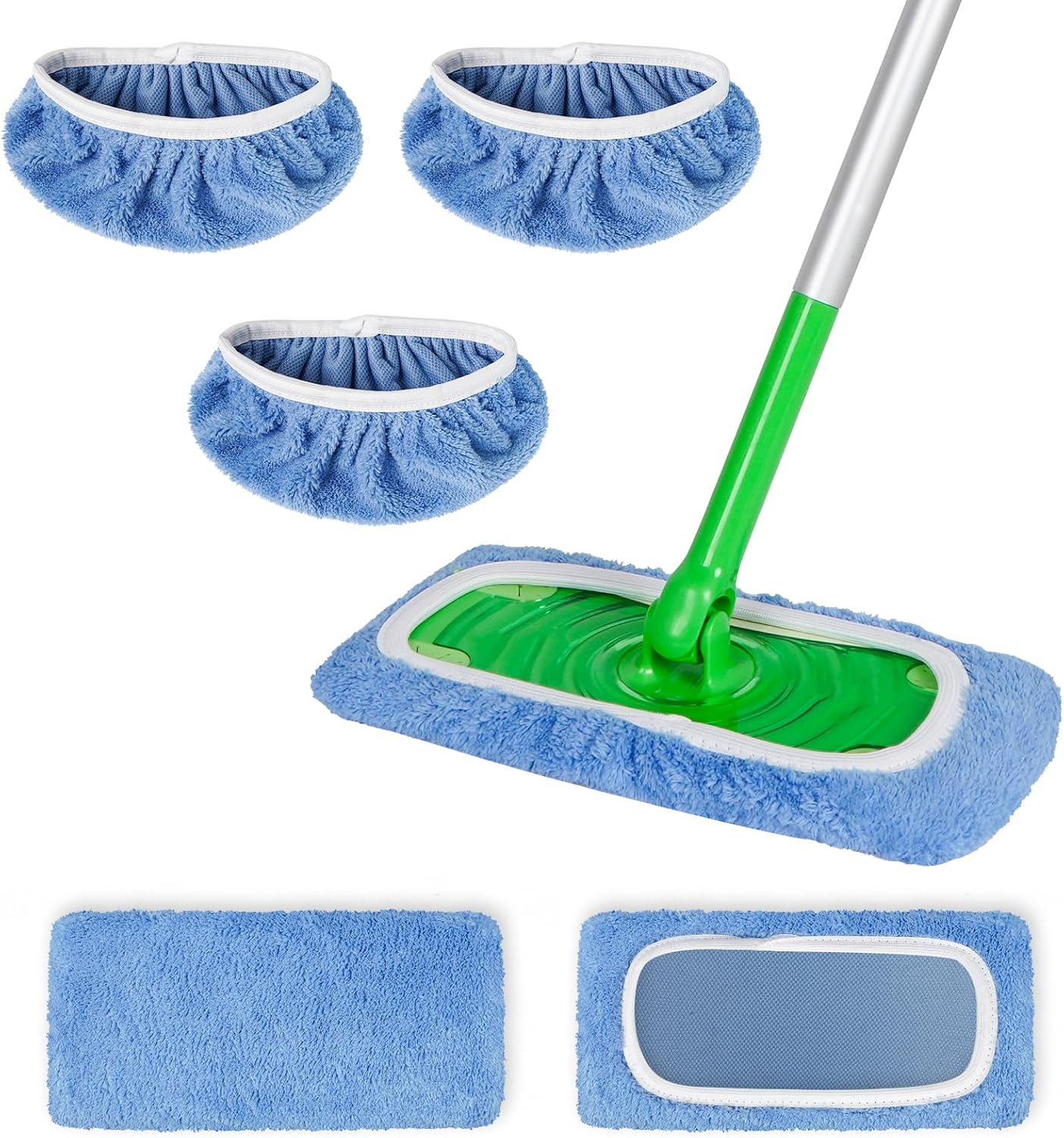 ZHAYAO 3 Pack Reusable Microfiber Mop Pads Compatible with Swiffer Sweeper Mop, Wet and Dry Flat mop Cover, Washable Swiffer Pads for Surface/Hardwood Floor Cleaning (Mop is Not Included)